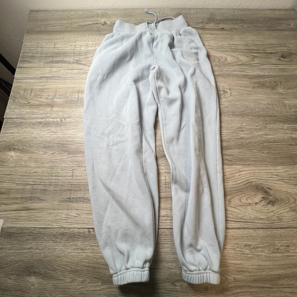 Nike Phoenix Fleece Joggers Women XS Light Blue High Waisted Sweatpants Oversize